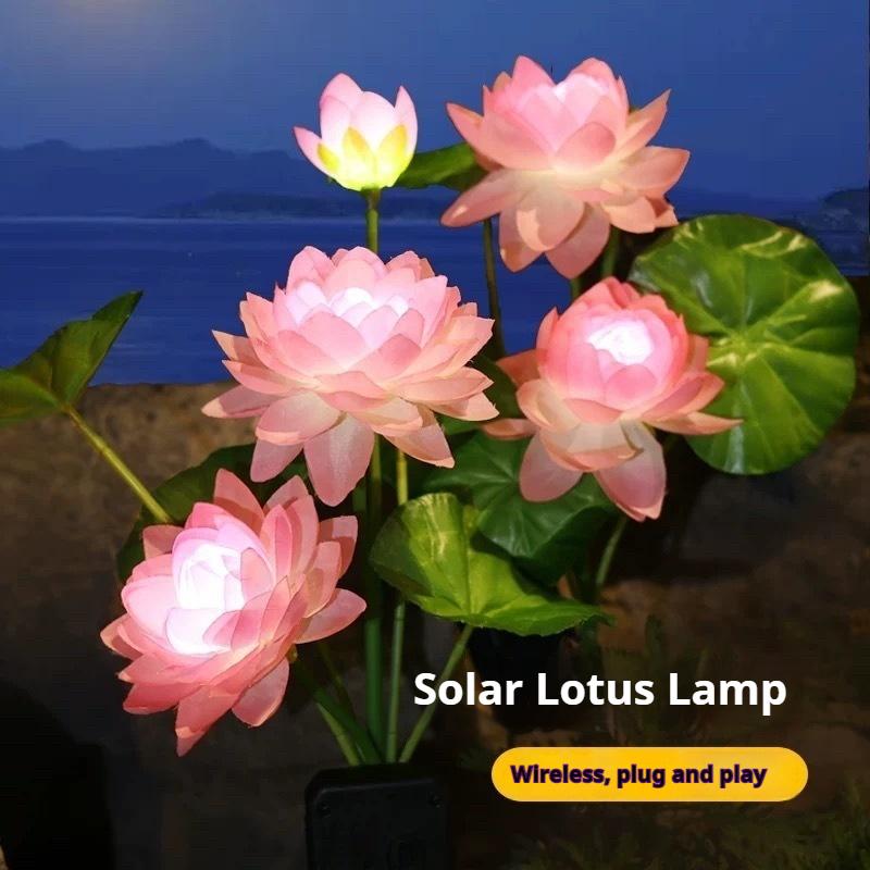 Solar Garden Light Lotus Lawn Light Outdoor Garden Balcony Courtyard Villa Landscape Ambience Decorative Floor Insert Light