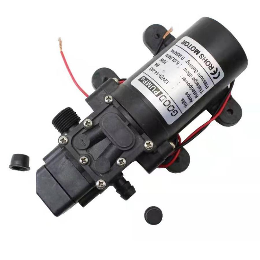 

DC12V 6L/Min 130PSI 70W Diaphragm Water Pump W/ Presure Protection Switch Black