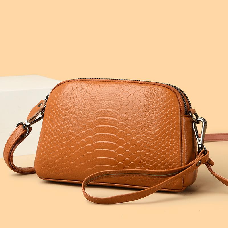 

Women Small Genuine Leather Crossbody Bag Fashion Daily Shoulder Bag коричневий