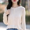Women's Spring Korean Style Loose Wool Cardigan - Round Neck, Long Sleeve