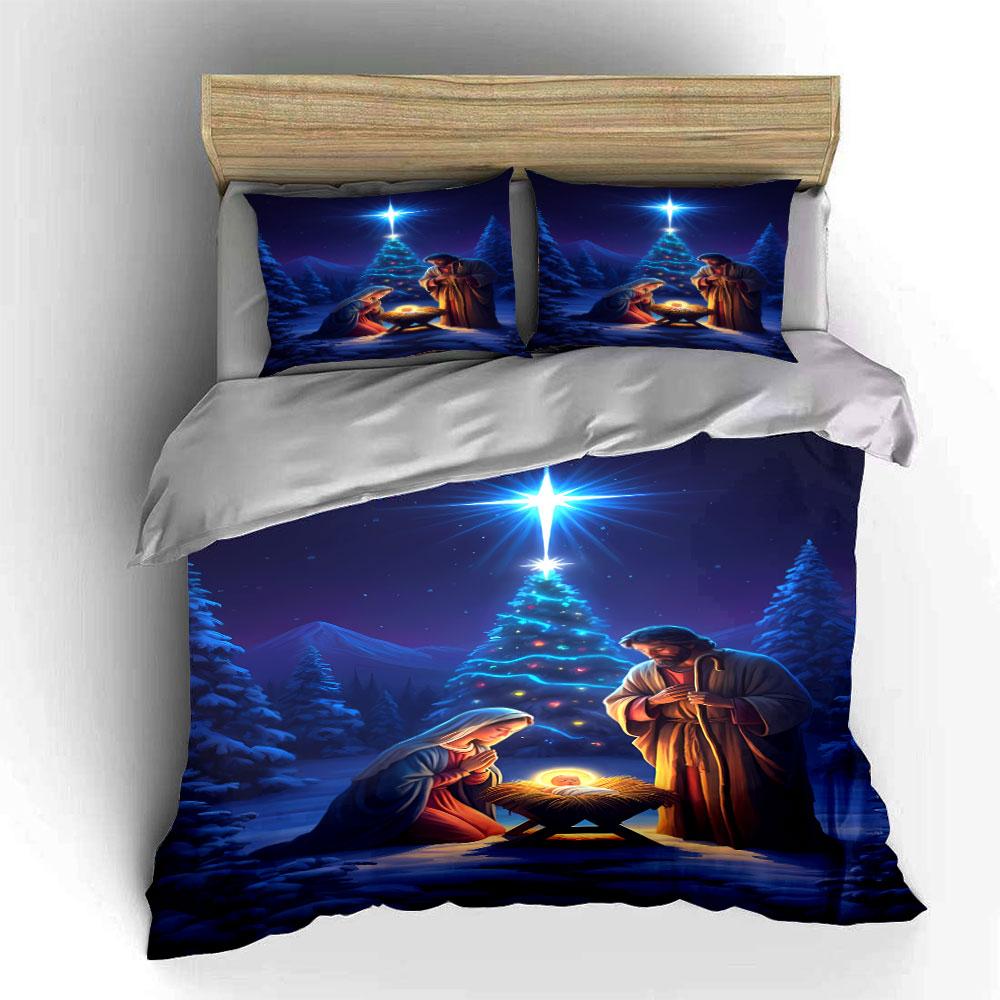 Nativity Scene Bedding Set Bedding Duvet Cover Set Duvet Cover Pillowcases (1 * Duvet Cover 2 * Pillowcases, Without Duvet Insert)