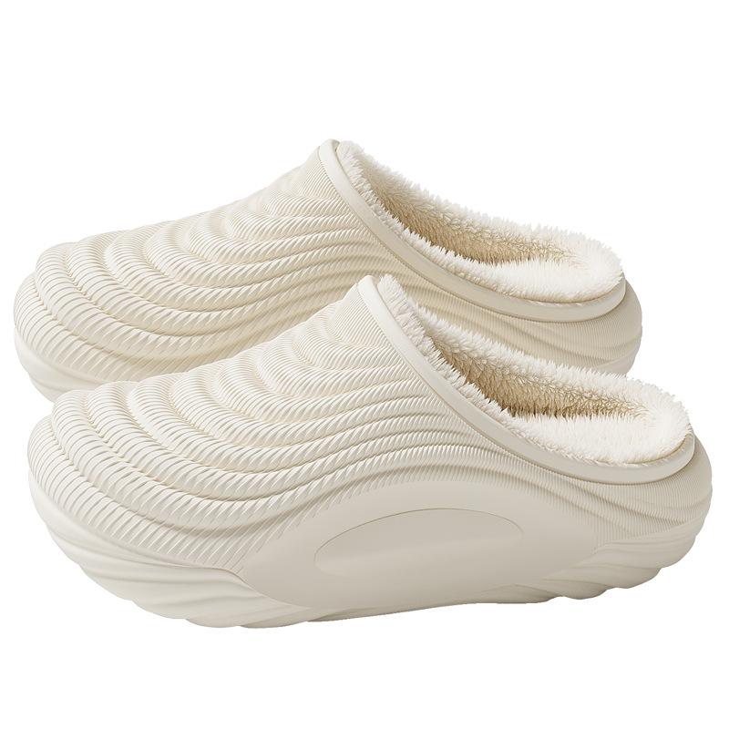 EVA Waterproof Cotton Slippers Soft Home Bag Head Winter Velvet Warm Cotton Shoes Soft Sole Non-slip Cotton Shoes Couple