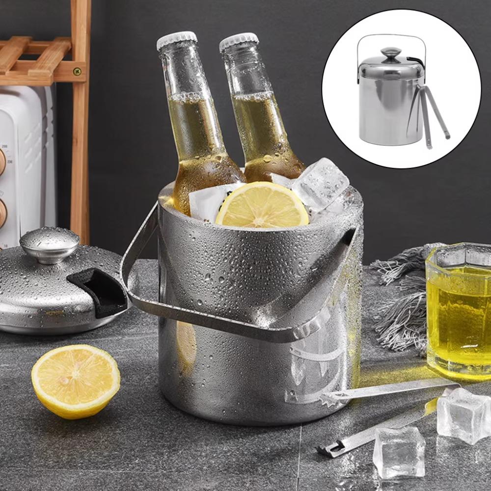 304 Stainless Steel Bar Insulated Ice Bucket 3.0/1.3 L Drink Chilling Barrel  KTV