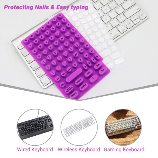 70 Pcs Keyboard Sticker for Long Nails Universal Nail Art Keyboard Bubbles Self-Adhesive Silicone Typing Keycaps for Office Girls Gaming