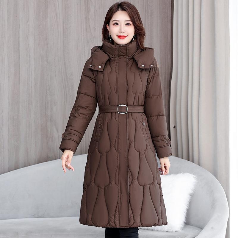 Winter New Style Figure-flattering Over Knee Medium and Long Cotton-padded Clothes 2025 Down Cotton Coat