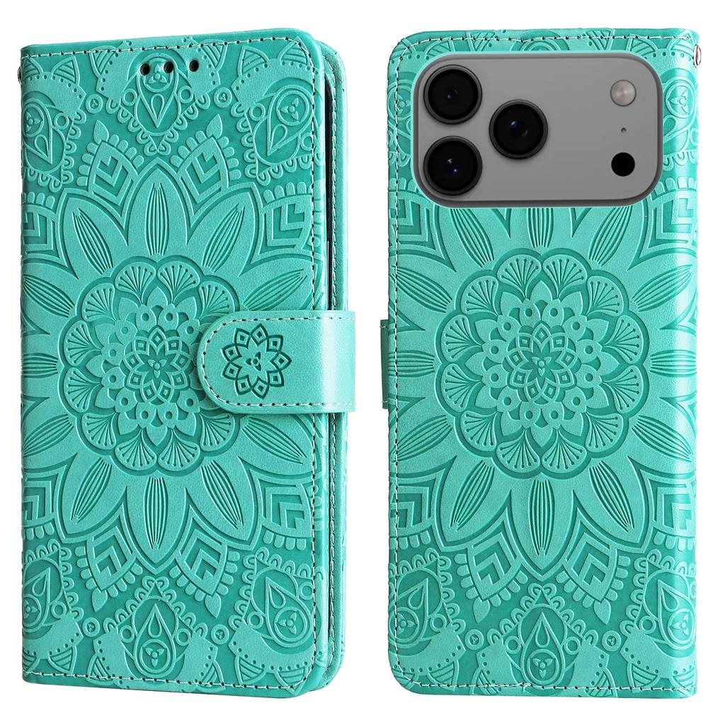 For iPhone 17 Pro Max Case Sunflower Imprint Leather Wallet Phone Cover