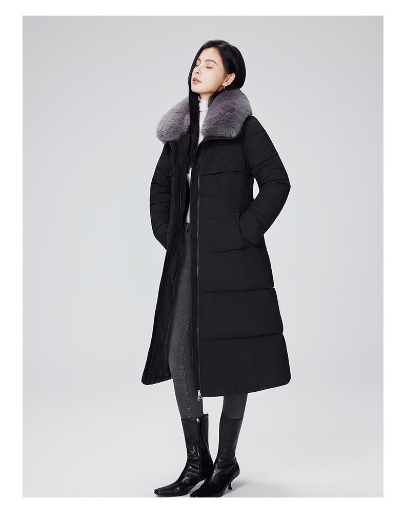 Women’s Long Fur Lapel Windproof Thicken Warm Winter Jacket