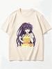 Tohka Yatogami Date A Live Yellow Apron Cheerful Pose Anime Sticker Graphic Crew Neck Short Sleeve T Shirt