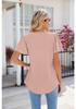 EU Cross-Border Women's Square Neck Pleated Short Sleeve Loose T-shirt 2024 Spring/Summer Collection