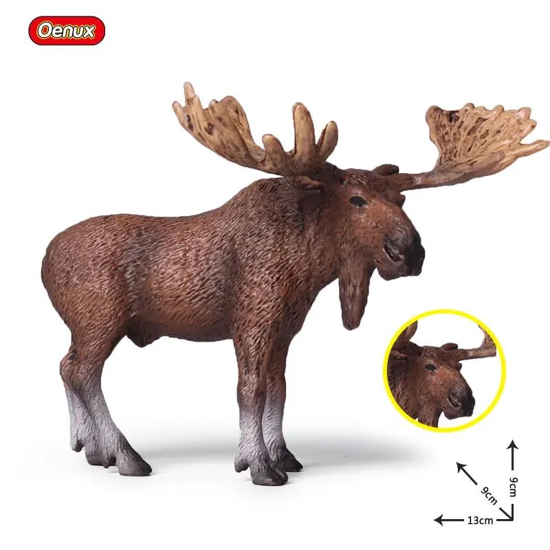Oenux Forest Deer Animals Simulation Wild White-Tailed Elk Action Figures Moose Figurines Model Decoration Toy Kids Xmas Gift