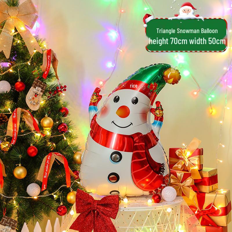 Santa Claus Christmas Decoration Balloons with Sticks and Small Gift Headbands for Kindergarten and Mall Scenes