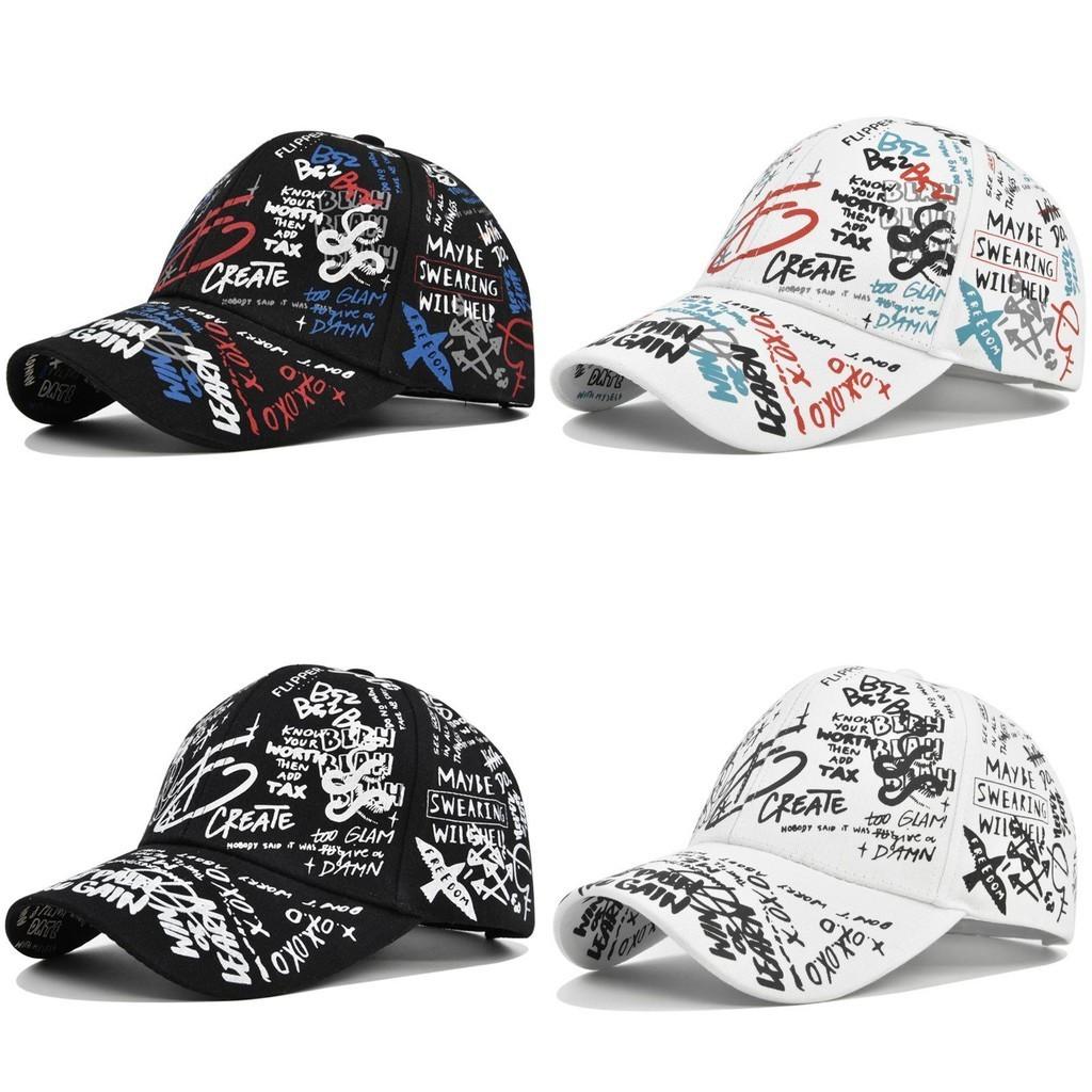 Graffiti Printed Baseball Cap Unisex Multicolor Sun Hat Fashion Duck Tongue Cap