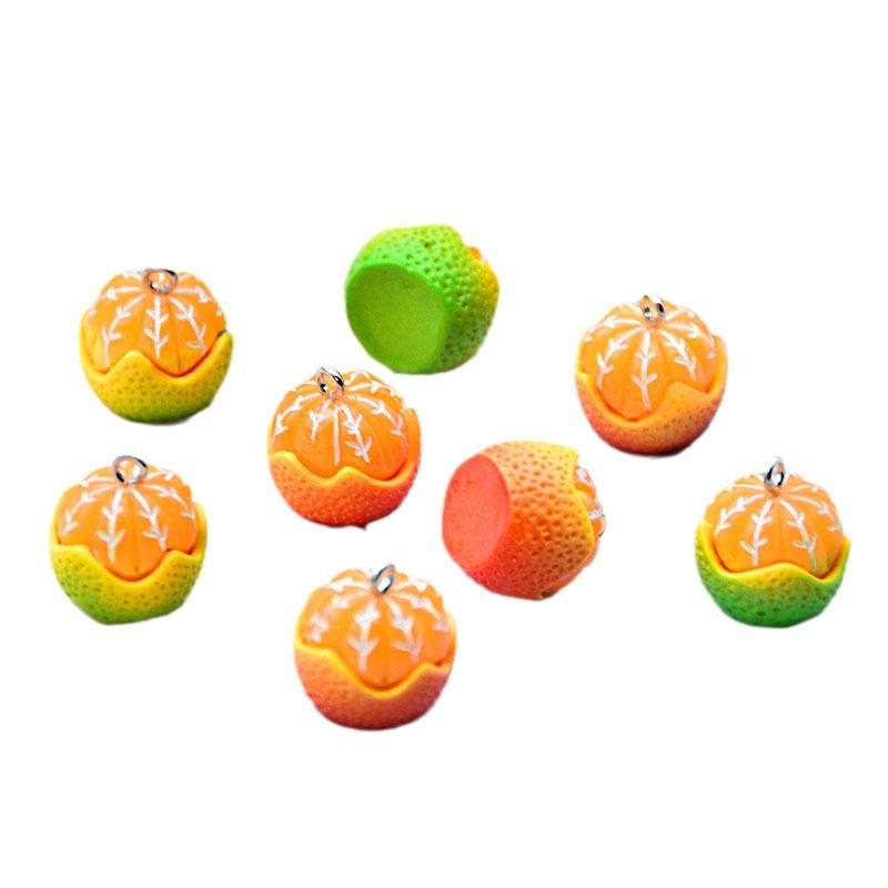 Colorful 3D Cartoon Orange Pendant Keychain - Resin Fruit Toy Jewelry Accessory.