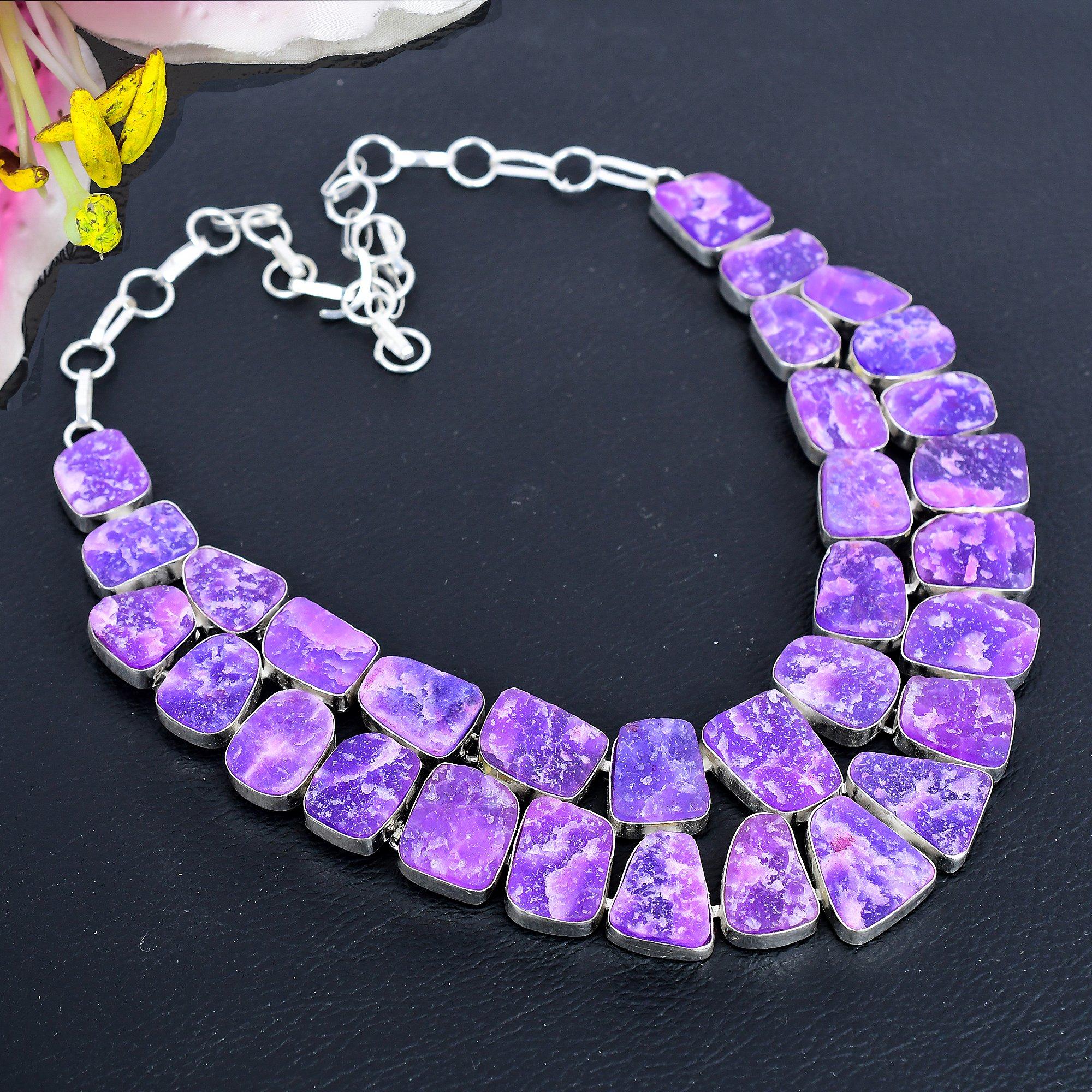 

Purple Hememorphite Druzy Gemstone 925 Sterling Silver Jewelry Necklace 18 KG-1838