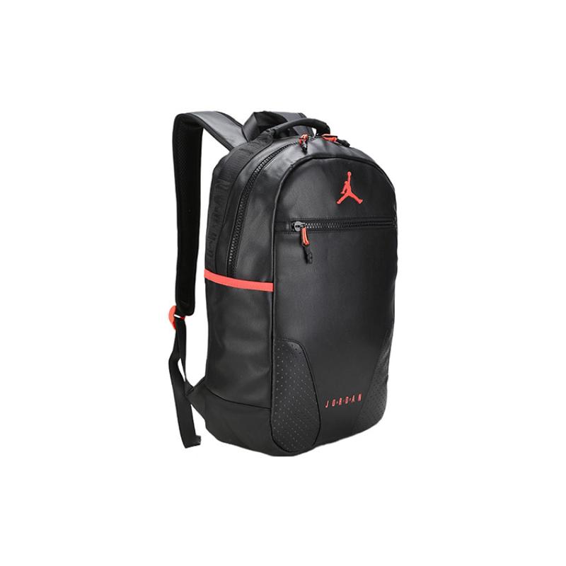 Jordan Polyester With Leather Backpack Unisex Black Red Jordan 9A0259-KR6