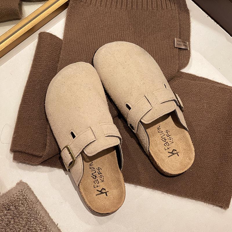 2025 Cork Birkenstocks Half Slippers: Women's & Men's Retro Closed Toe Slip-ons for Casual Outdoor Wear