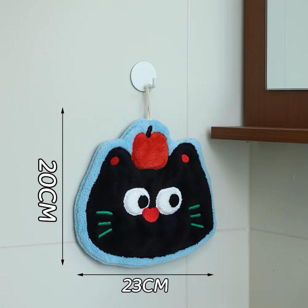 Quick-Dry Coral Fleece Animal Hand Towel - Odor-Free, Water-Absorbent for Bathroom & Kitchen 20x22 cm