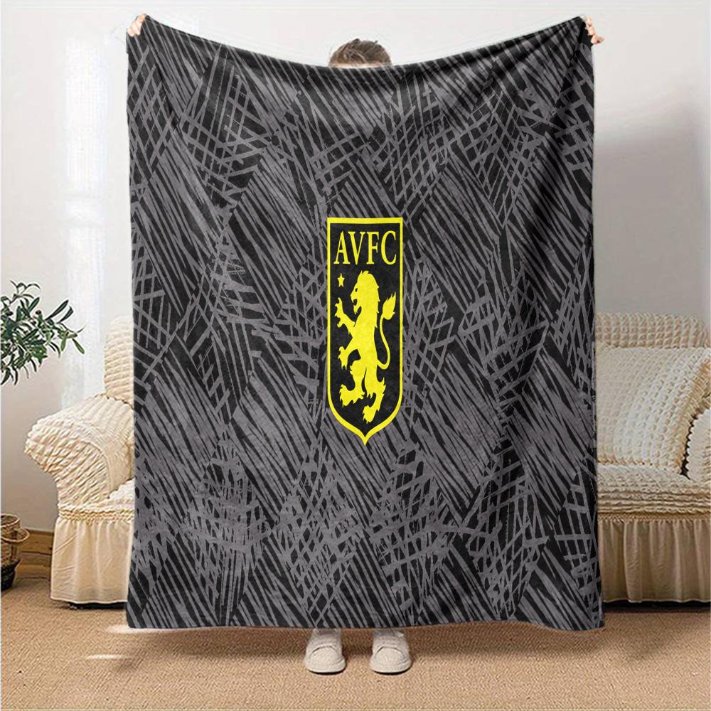 Aston Villa Crest Design Flannel Blanket, Soft Polyester, Modern Design, All-Season for Camping, Travel, Gifts for holidays or birthdays
