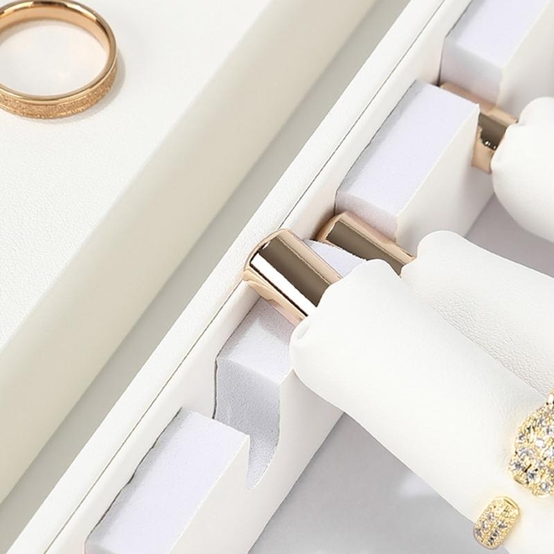 PU Leather Ring Holder Jewelry Tray with Protective Cover Professional Finger Ring Organizer for Storage and Display