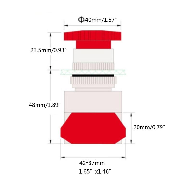 Red Mushroom Cap 1NO 1NC-DPST Emergency-Stop Push Button-Switch Equipment Lift Elevator Latching Self Lock Button
