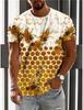 Men's Fun Bee Pattern 3D Printed T-shirt Summer Fashion Street Wear Short Sleeve Top Casual Comfortable O-neck Clothing