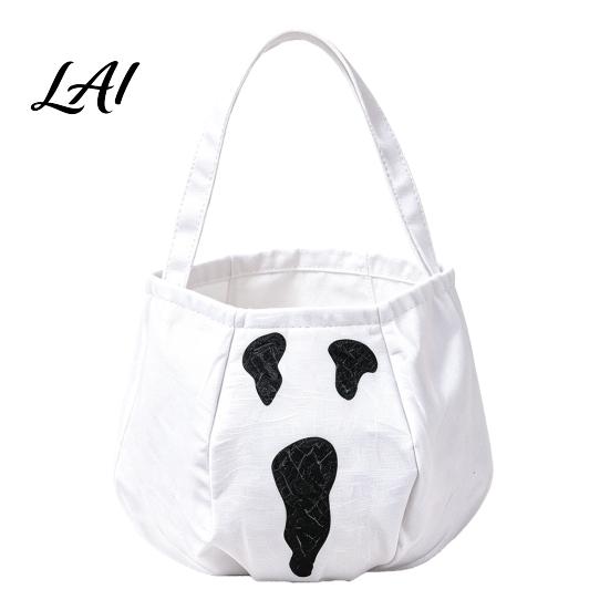 Sturdy Fabric Candy Buckets Halloween Trick or Treat Bag Funny Ghost Expressions Non-woven Handbag Accessories Lightweight for Kids Party Favors And