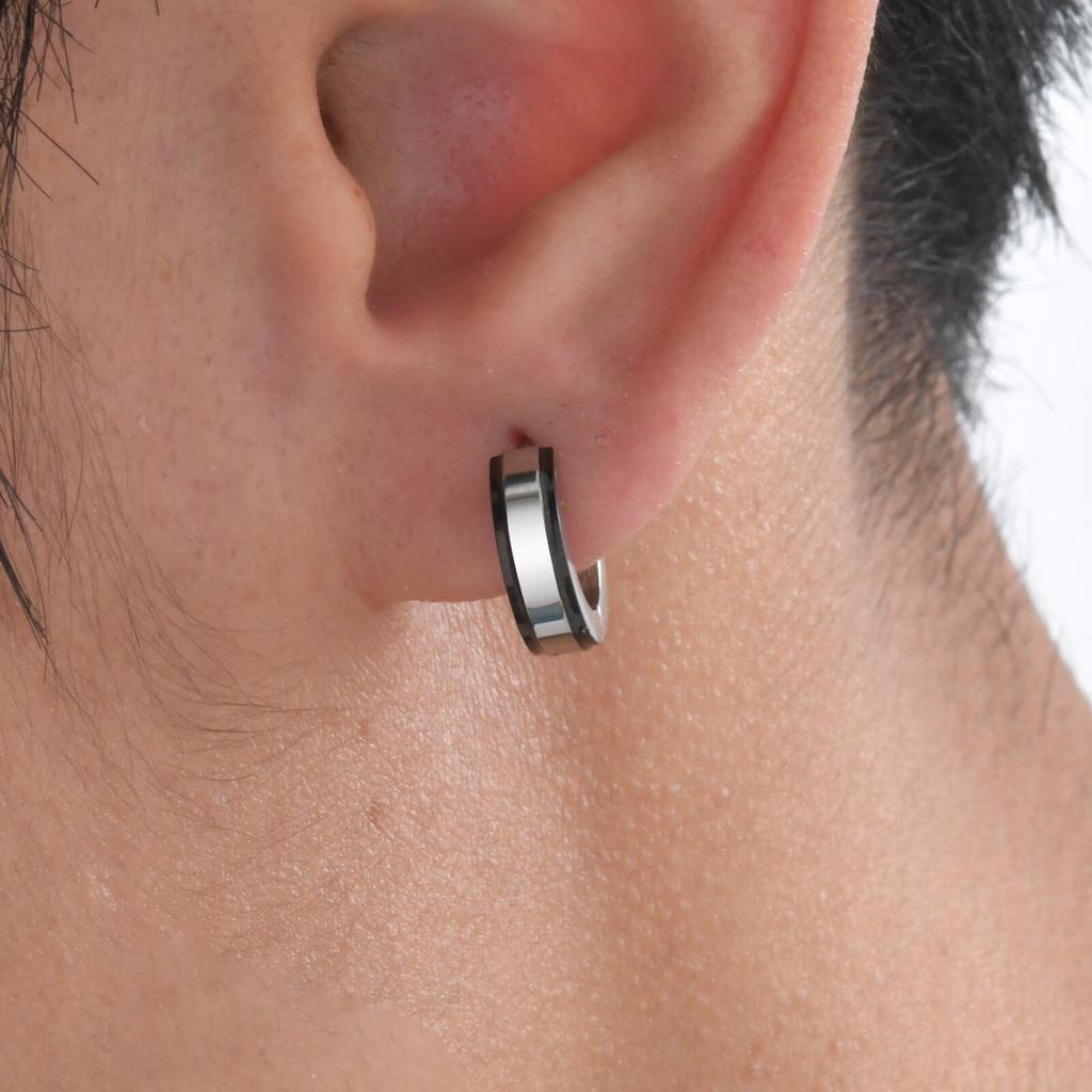 Simple Mens Earrings,Never Fade Stainless Steel Circle Huggies Hoop Earring,Casual Jewelry Gifts
