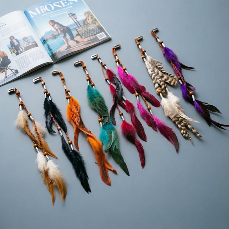 1 Pcs Vintage Ethnic Style Feather Hair Clip Seaside Vacation Bohemian Tassel Headband Headwear