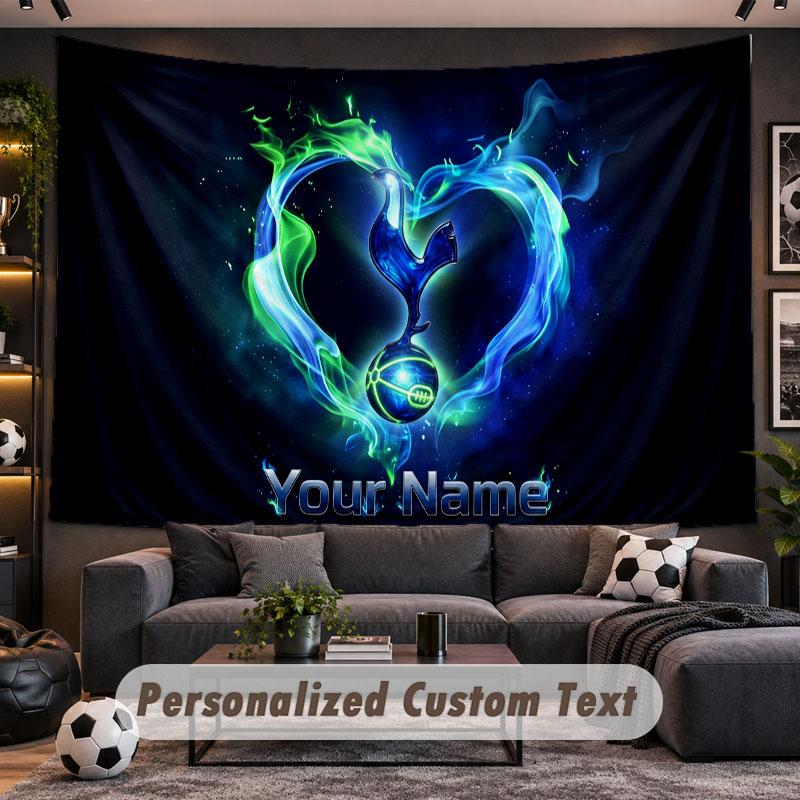 Tapeçaria de Pendurar na Parede Nome Personalizado Padrão Tottenham Hotspur FC Tecido Impresso Personalizado Decoração de Parede