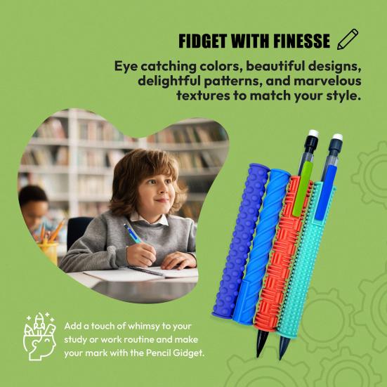 Silicone Pen Sleeve for Quiet Fidgeting Sensory Stress Relief Pen Mechanical Pencil Conversion Kit Teacher Gift for Classroom Supplies