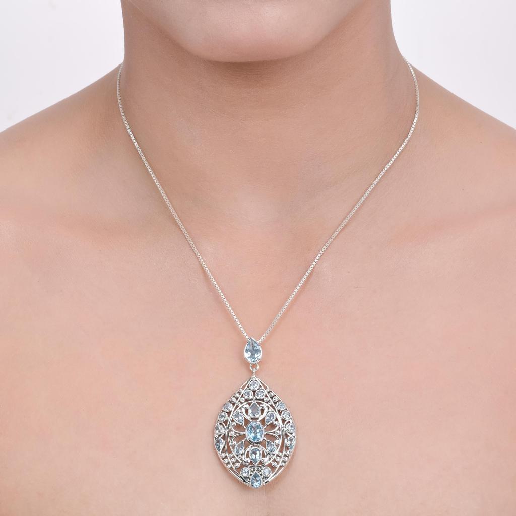 Antique Garnet Pendant: Large Sterling Silver Multi-Stone Design