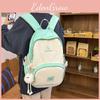 Blocked Fashionable Color Letter Pattern Student Backpack With Plush Pendant