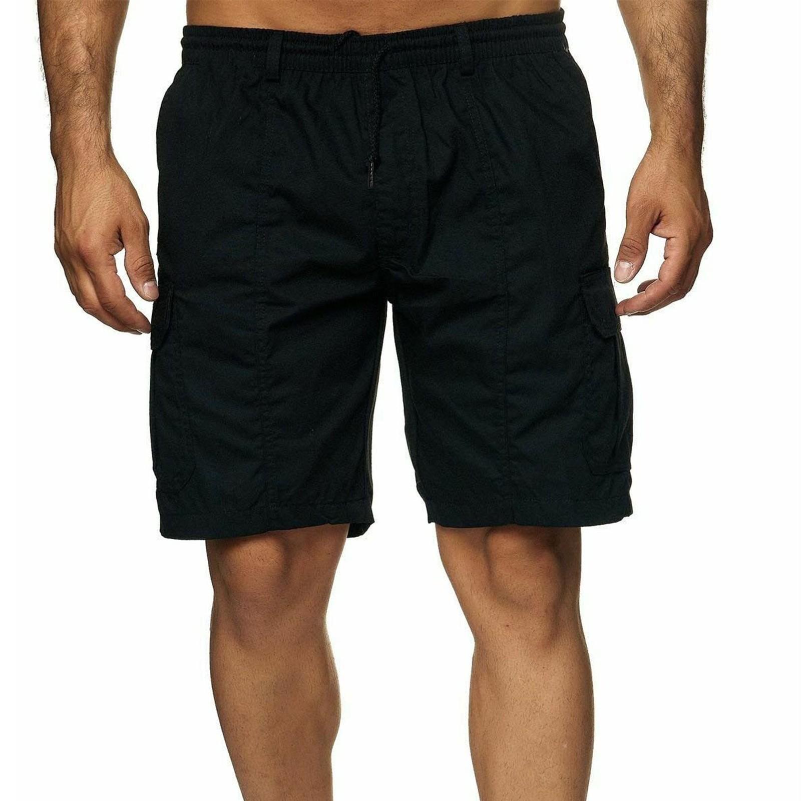 

Чоловічий спортивний кишеньковий робочий одяг Повсякденні вільні шорти Повсякденні бігові шорти на шнурках XL чорний