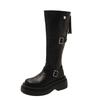 2025 Frühling und Herbst Neue Hohe Kleine Stiefel Aber Knie Dicksohlige Stiefel Gürtelschnalle Stiefel Damen