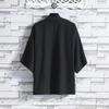 Spring Summer Men Blouse Cardigan Chinese Style Three-Quarter Sleeves Open Stitch Comfortable Fit Everyday Wear School Dating Mid Length Top