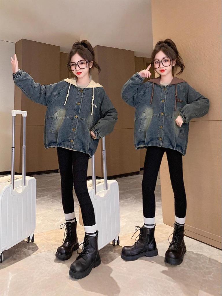 Girls' Denim Jacket - Autumn & Spring 2025 Trendy Outerwear Fashion for Big Kids