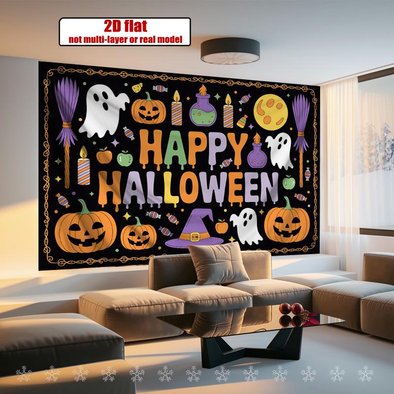 Party Backdrop Halloween Flat Banners Spooky Celebrations Wedding Parties Celebration Photo Booth Front Door Decor