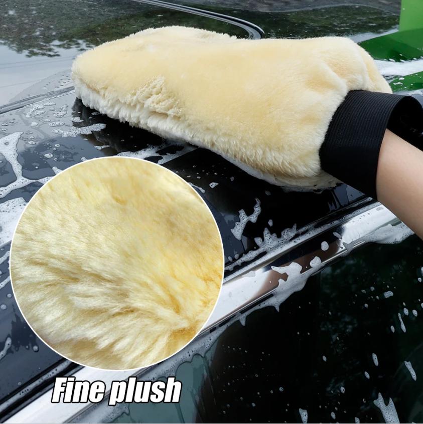 1/5Pcs Double-sided Plush Car Wash Gloves Soft Thickened Imitation Wool Wiping Car Dusting glove Polishing Waxing Cleaning Tools