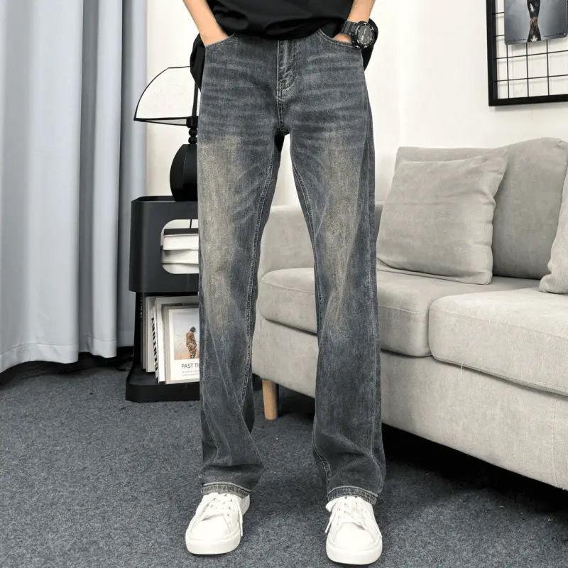 

Мужские винтажные выстиранные повседневные джинсы прямого кроя - Свободная посадка, Широкие штанины, Моделирующий дизайн M (100-120 lbs)