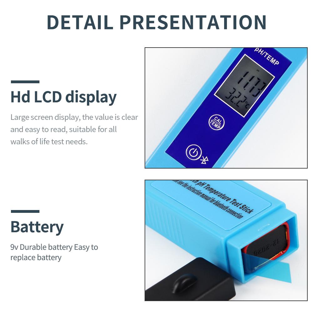 5 In 1 Water Quality Tester Pen Bluetooth EC SALT SG TEMP PH Tester Digital Water Tester for Drinking Water Aquarium Pool