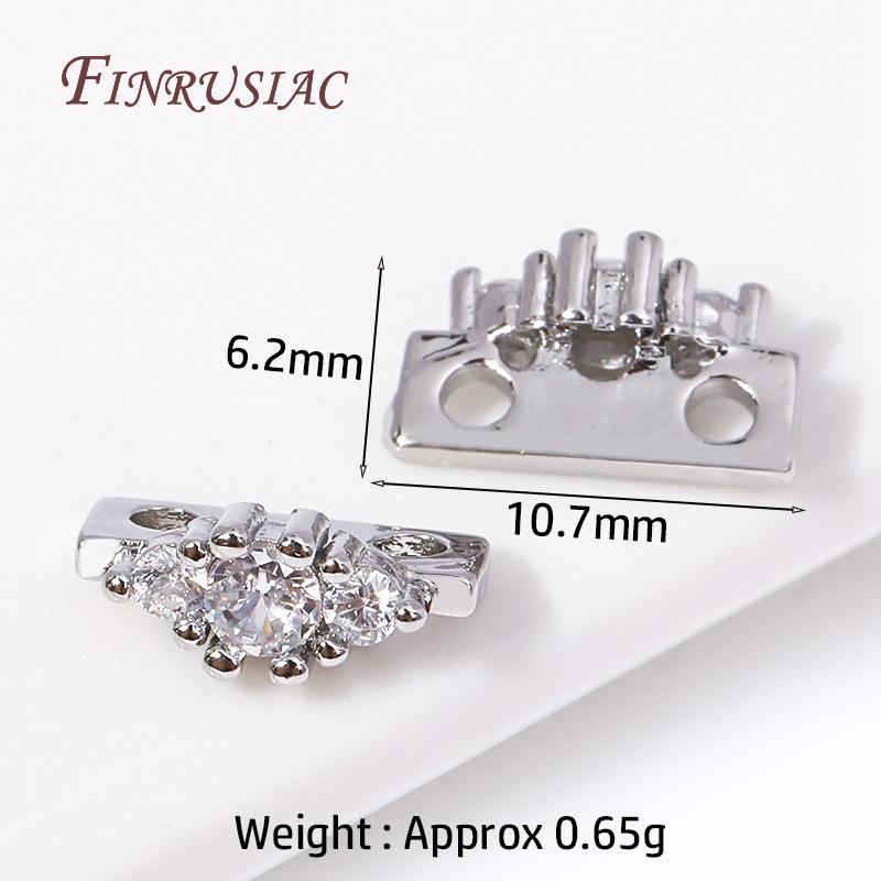 18K Gold Plated Inlaid Zircon Flower Shape Connector 2/3 Hole Spacer Accessories Separators For DIY Strands Beading Jewelry