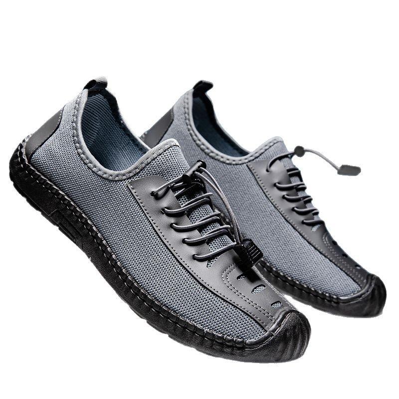 Summer Men's Shoes Casual Shoes New One-pedal Doudou Shoes Soft Sole Breathable Lightweight Dad Shoes Men's Single Shoes