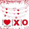 3 Pcs Valentine's Day Garland Heart XOXO Garland for Valentine's Day Mantle Decor Hanging Felt Hearts XOXO Letter Wood Bead Banner for Fireplace