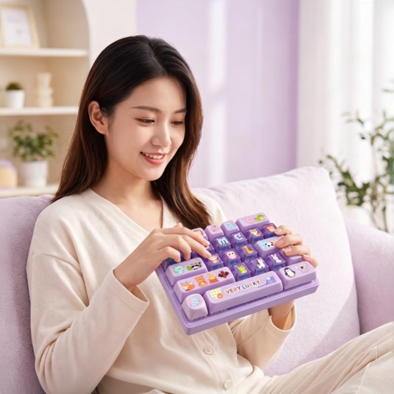 Creative 26 Keys Keyboard Stress Relief Toy Cute Cartoon Fidget Keychain Backpack Pendant for All Ages