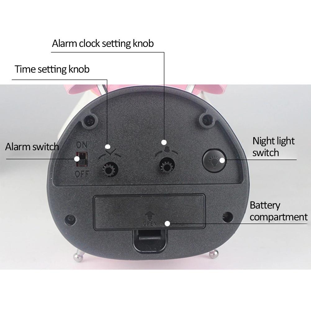 Cute Cartoon Alarm Clock Kids Students Bell Alarm Clock Child Desk Table Clock Night Light Needle Clocks Birthday Gifts