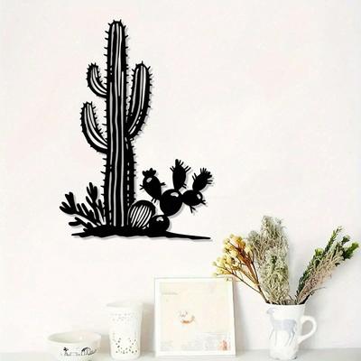 Metal Cactus Wall Decor Vintage Desert Floral Iron Art Easy Hang Living Room Office Holiday Home Decoration