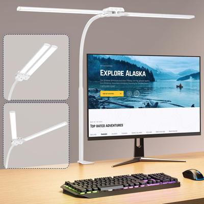 Desk LED Double Light Tabletop Clamp Type Desk 4 Color 4 Levels of Bright High 30 Minute Auto Touch Dual Light Flexible RA90 PSE Certified Light, Bar,
