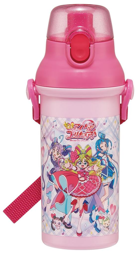 Skater Children's Water Bottle, 480ml, Direct Drinking, Plastic, One-Touch Operation, Dishwasher Safe, Made in Japan, Kimi to Idol PreCure, Girls',