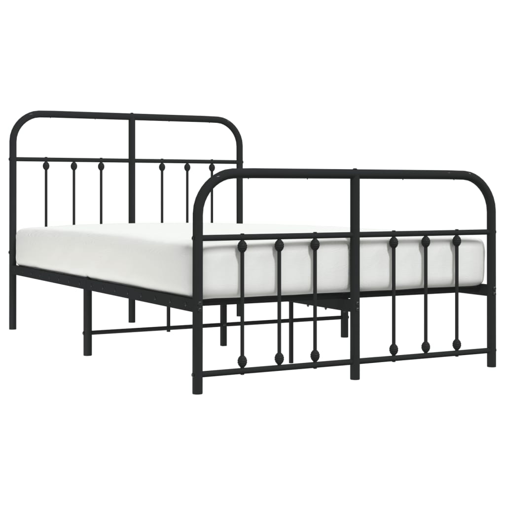 Vidaxl Metal Bed Frame with Headboard and Footboard, Black, 120X200Cm