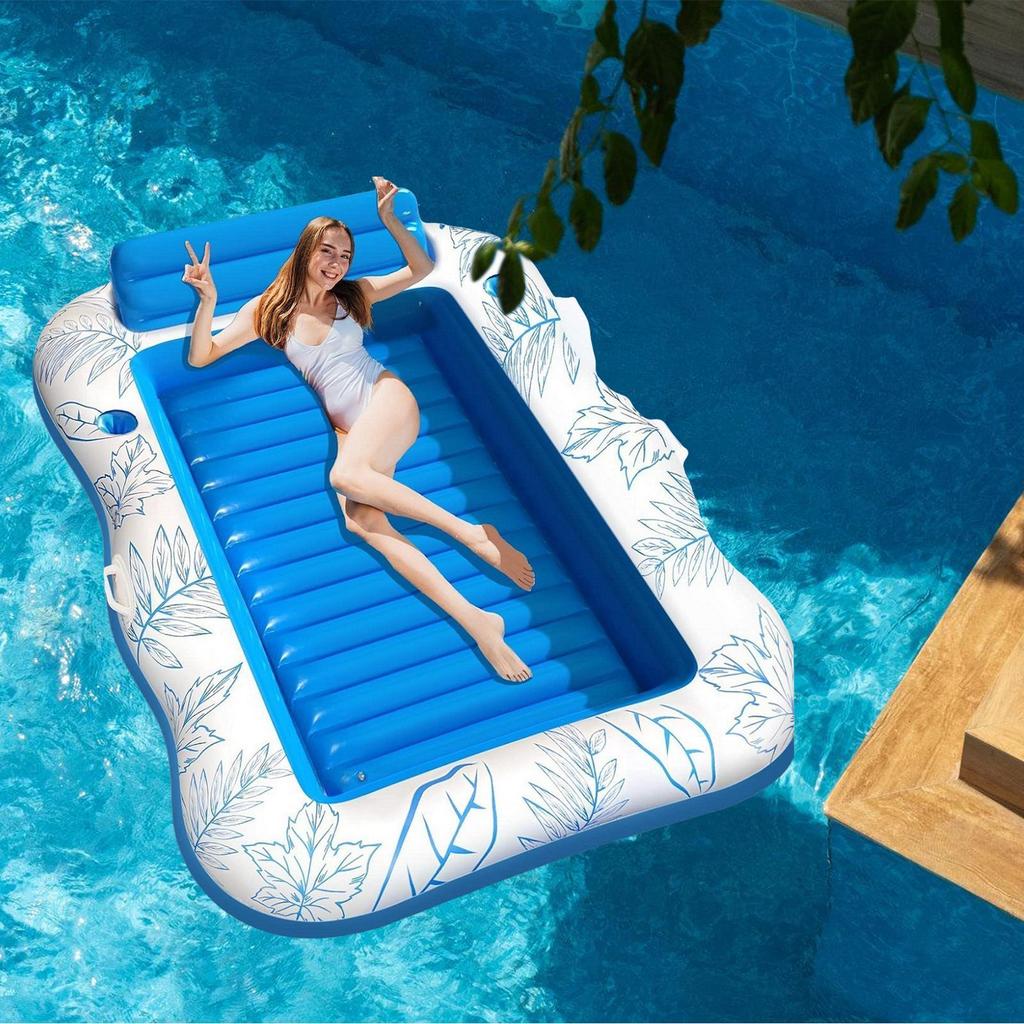 Adult Pool Floats Inflating Water Lounger Mat Soft Lounger  Water Floating Pad Swimming Floating Bed Lounger Beach Air Mattress